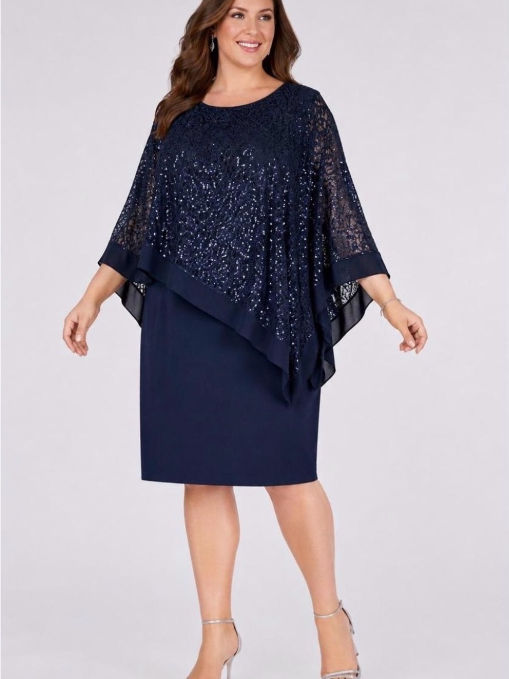 Richards Women's Laced Poncho Dress, Navy, 20W